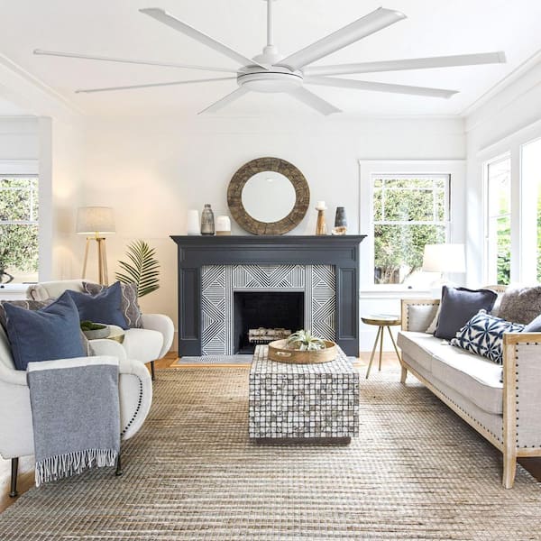 MLiAN 80 in. Indoor White Ceiling Fan with Remote 8-Aluminum