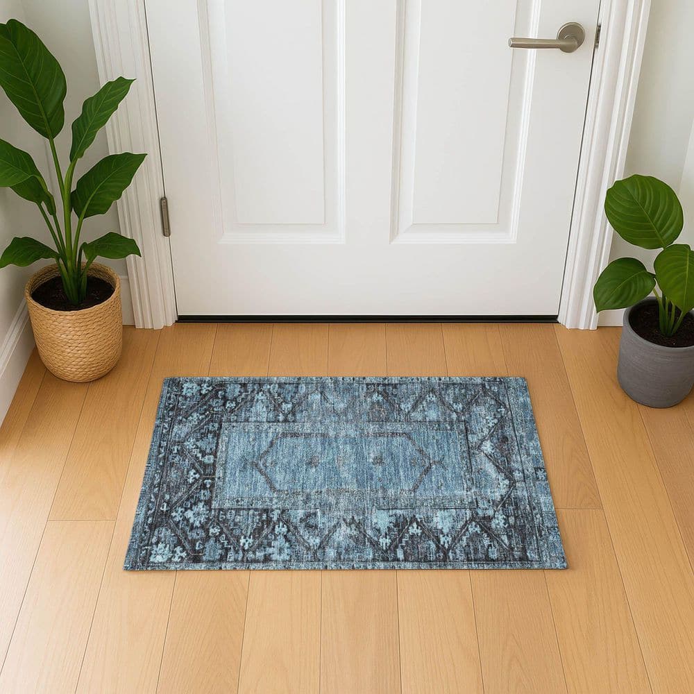 Mayfield Premium Machine Washable Abstract AMF1727 Blue 2 ft. x 3 ft. Area Rug price history on PriceWatchPro