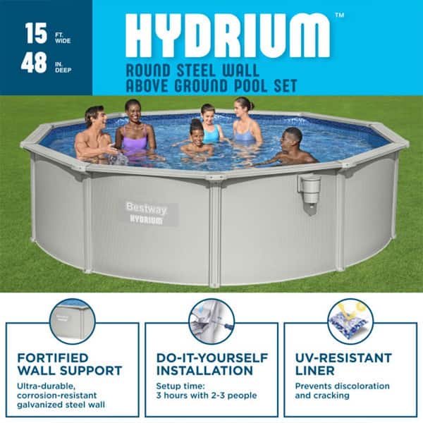 Hydrium 15 ft. Round 48 in. Deep Above Ground Pool Set