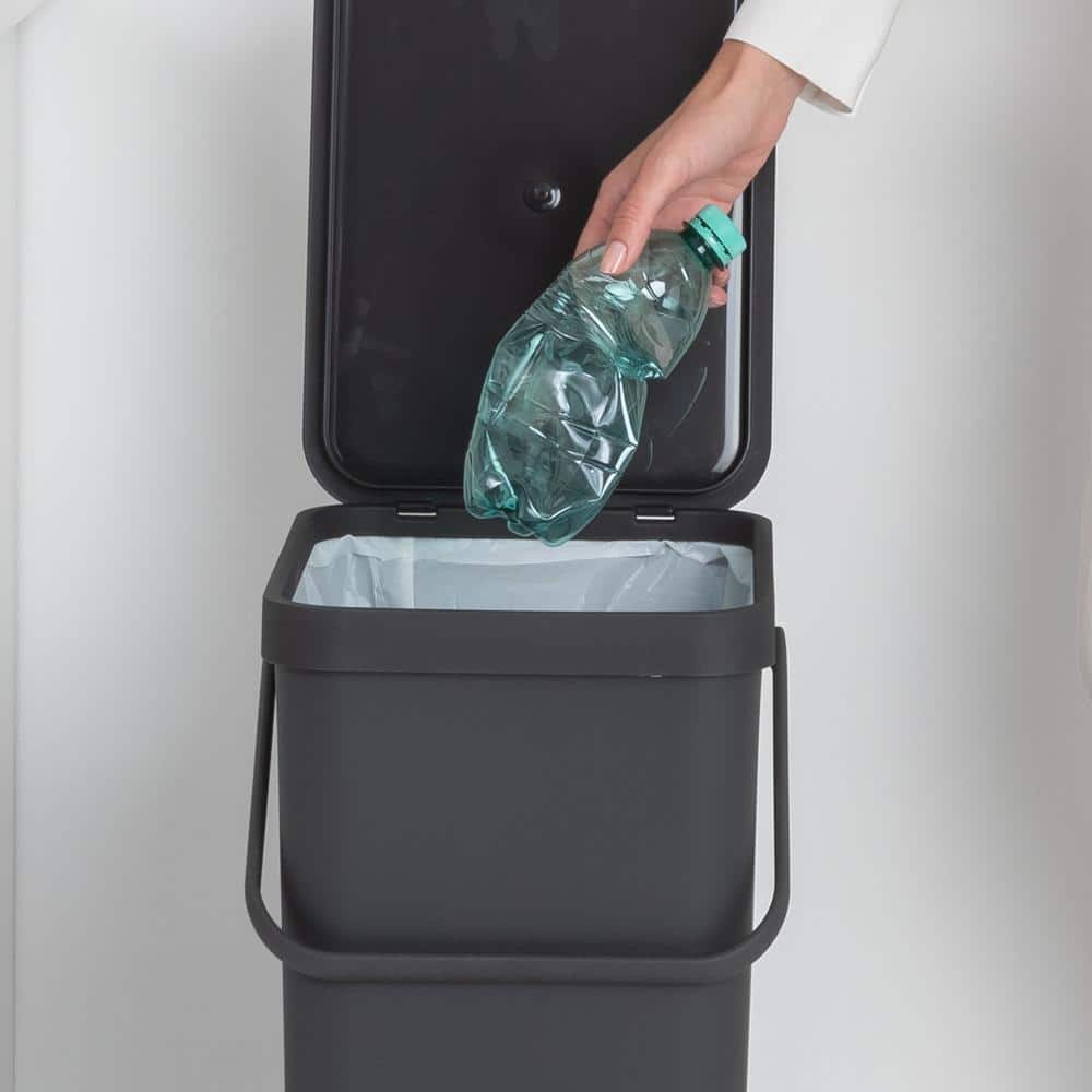 Dark Gray 10.6 Gallon Plastic Recycling Bin with Lid