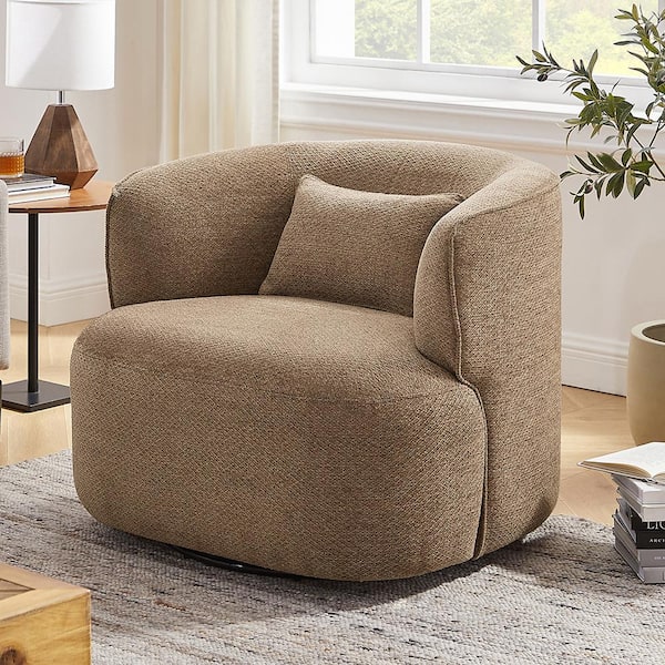 Art Leon Ivina Brown Fabric Swivel Chair with Metal Base