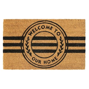 Black Welcome to our Home Stripe 18 in. x 30 in. Doormat