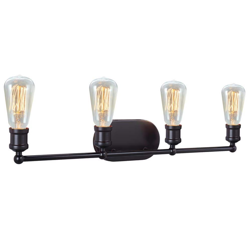 Oil Rubbed Bronze 4-Light Dimmable Bathroom Vanity Fixture