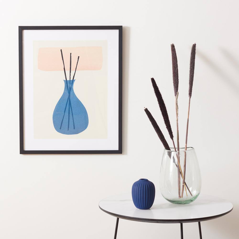 Blush and Blue Abstract Framed Wall Art, 16 x 20 Inch