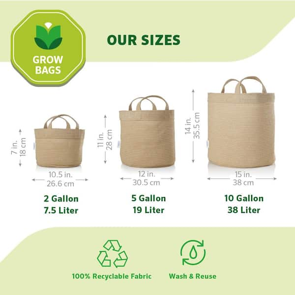 Coolaroo 12 Wide 5pc Grow Bag Desert Sand