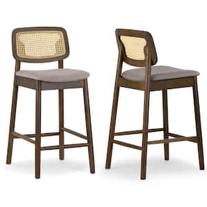 Azuka 26 in. Gray Wooden Counter Stool with Fabric Seat 2 Set of Included