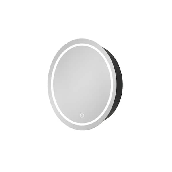26 in. W x 26 in. H Round Iron Recessed or Surface Mount Medicine Cabinet with Mirror