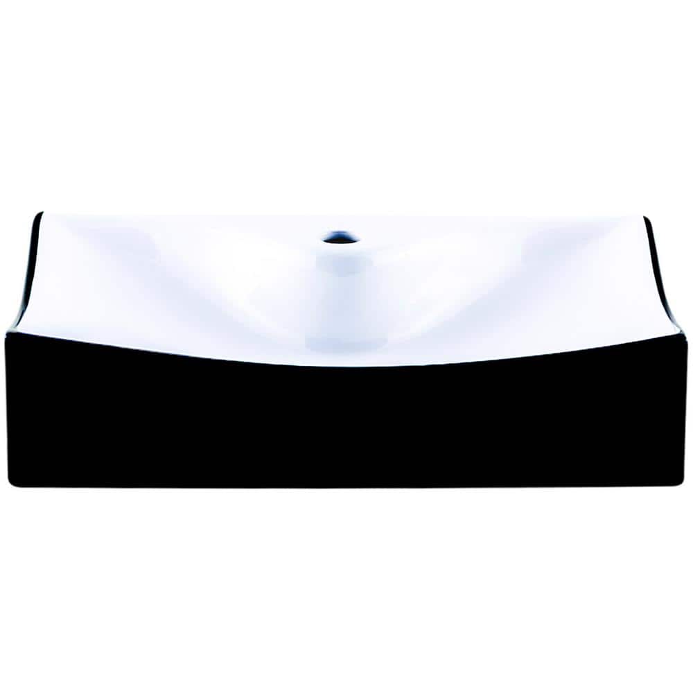 Modern Black and White Ceramic Rectangular Vessel Sink
