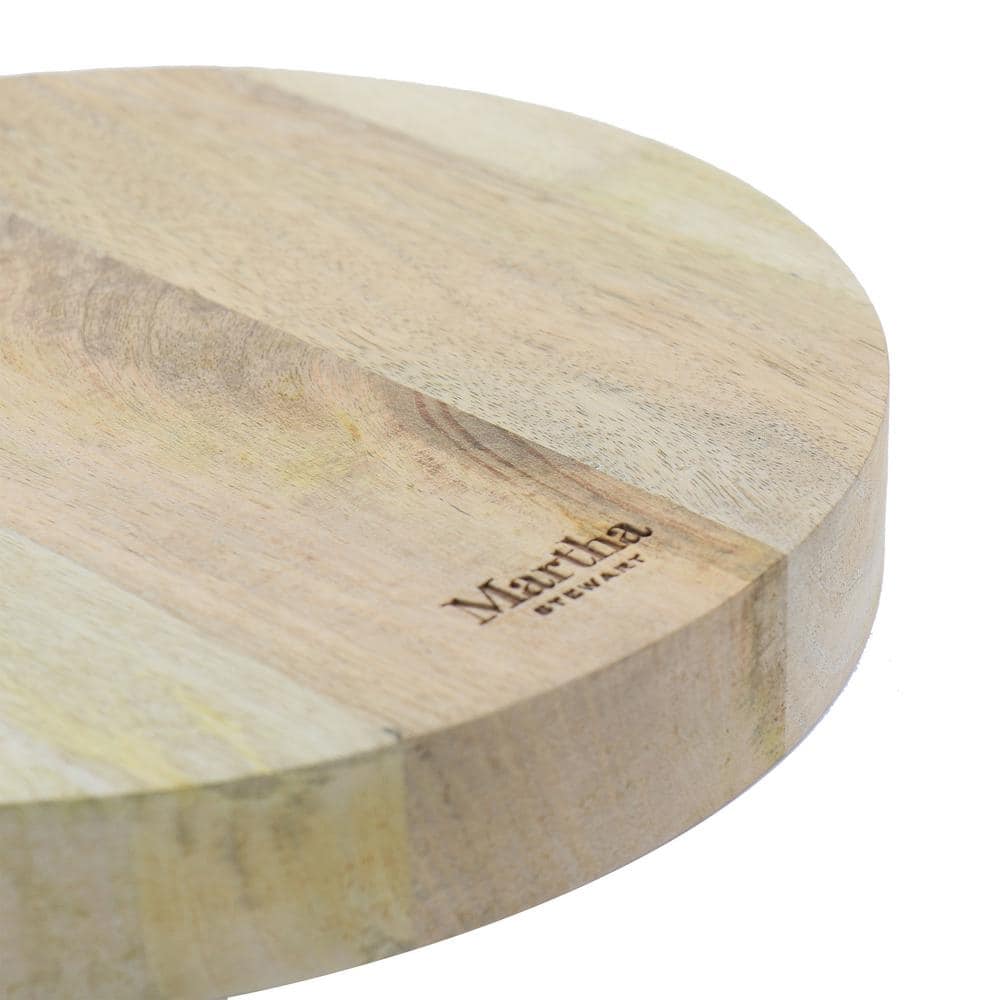 Round Multi-Tone Mango Wood Cutting Board with Handle