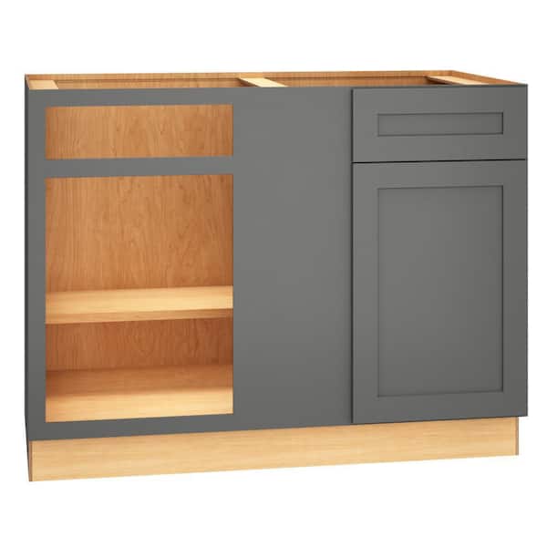 QuickShip Cottage 48 in. W x 24 in. D x 34.5 in. H Assembled Plywood Shaker Corner Blind Kitchen Cabinet in Fossil