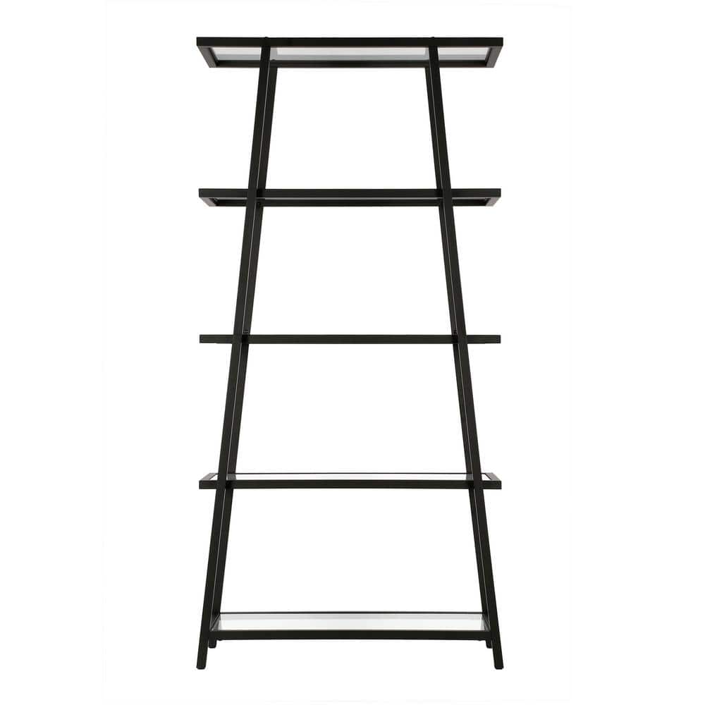 Modern 70'' Blackened Bronze Angled 4-Tier Bookcase