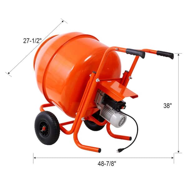 8 cu. ft. Horizontal Portable Cement Mixer, 224L Wheel Barrow Portable Cement Concrete Mixer