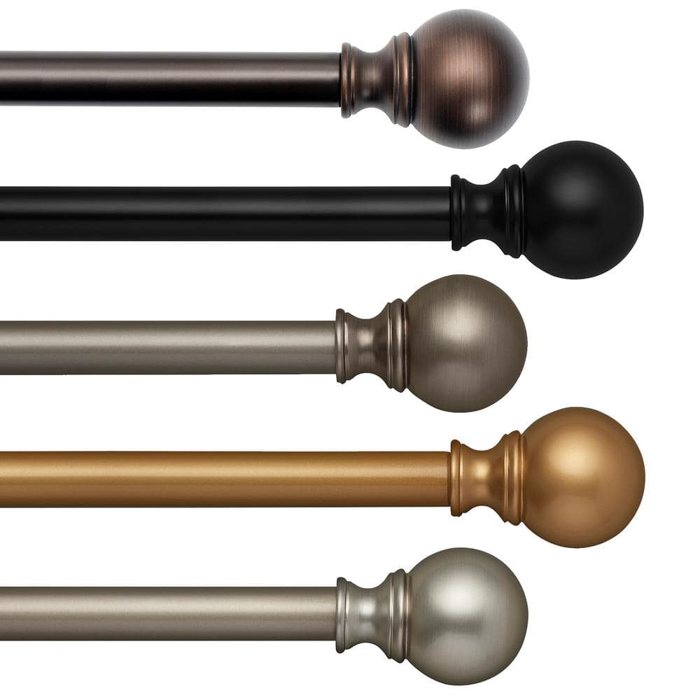 Cordelia Soft Gold Adjustable Curtain Rod with Globe Finials, 28"-48"