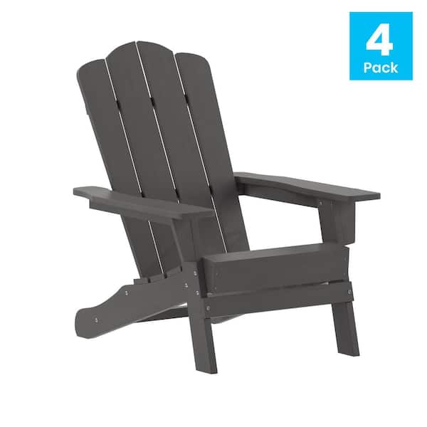 Carnegy Avenue Gray Faux Wood Resin Adirondack Chair Set of 4 CGA LE 522784 GR HD The Home Depot