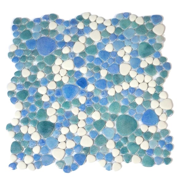6 in. x 6 in. At First Sight Blue Glass Tile Love Glossy Glass Wall Floor Backsplash and Pools Tile 0.25 sq. ft. Sample