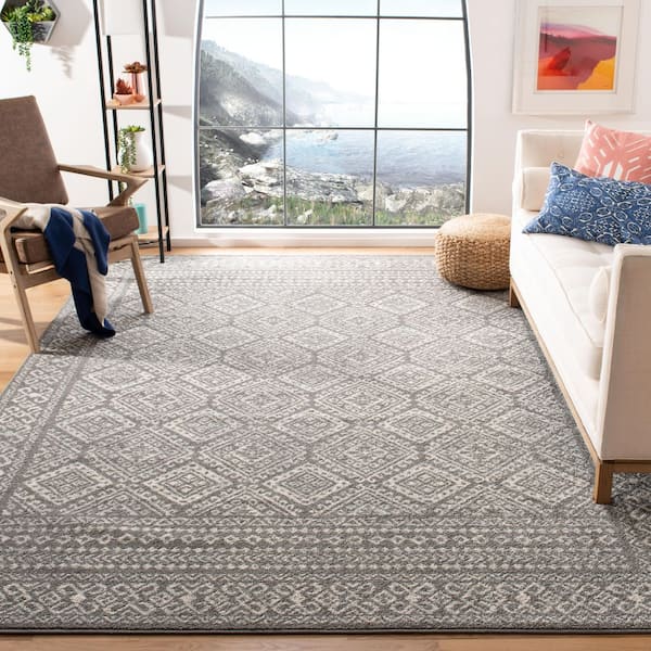 Tulum 12 ft. x 15 ft. Dark Gray/Ivory Geometric Area Rug