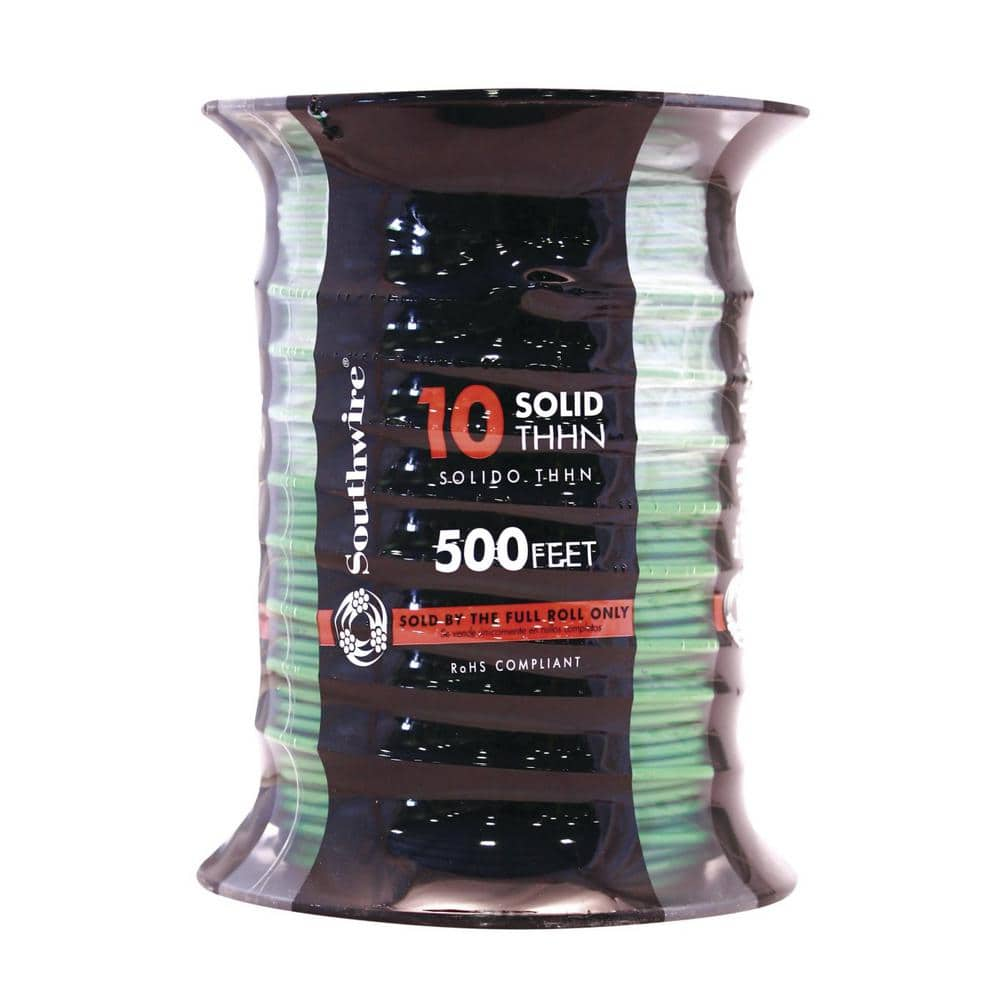 Southwire 500 ft. 10 Green Solid CU THHN Wire 11599801 - The Home Depot