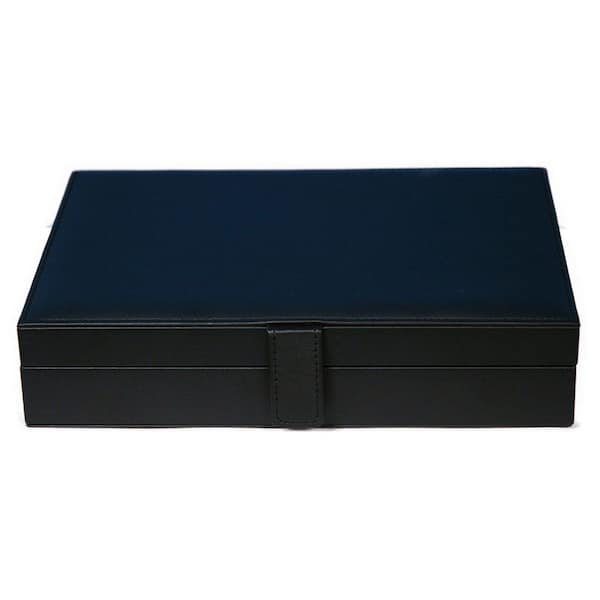 Men/Women's Cufflinks Jewelry Box-Faux Leather Display Case Storage Organizer Black