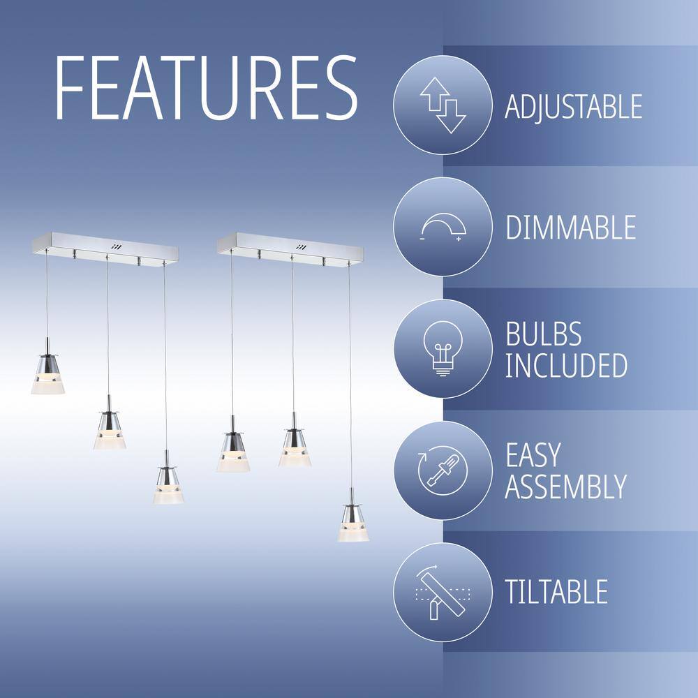 Alain 19.5" Chrome Glass LED Pendant Light