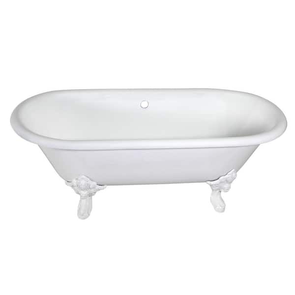 Aqua Eden 72 in. L Cast Iron Double Ended Clawfoot Bathtub in White