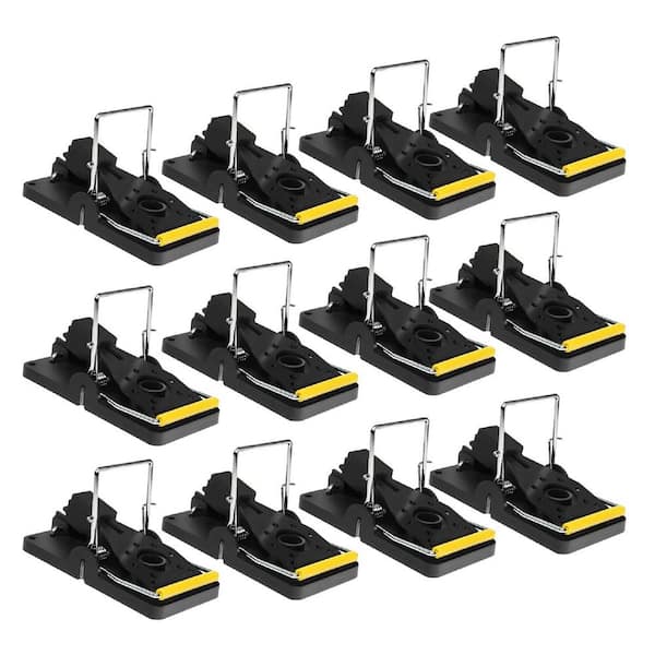 Indoor/Outdoor Snap Animal Bait Trap Quick and Effectively Safe Mice Traps for House Indoor/Outdoor, Black (12-Pack)