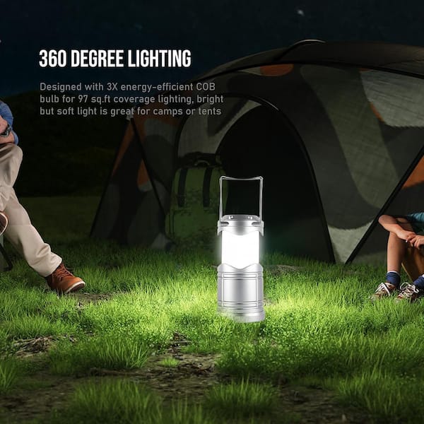Silver Battery Powered Portable Collapsible Hanging Night Light