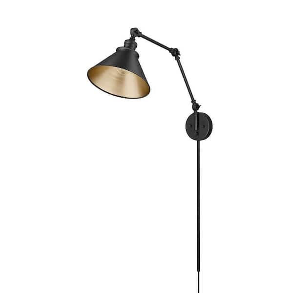 Edward 1-Light 10 in. Matte Black Swing Arm Sconce