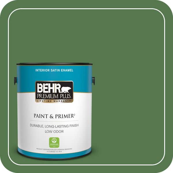 BEHR PREMIUM PLUS 1 gal. #450D-7 Torrey Pine Satin Enamel Low Odor Interior Paint & Primer