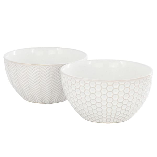 Earlhart 2 Piece 6 in. Ribbed Stoneware Cereal Bowl Dinnerware Set in White