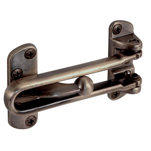 Prime-Line Swing Bar Lock, 3-7/8 in. Bar Length, Diecast Zinc, Antique Brass Plated Finish