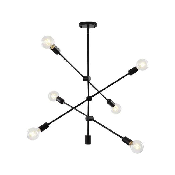 RRTYO Amiya 6Lights Black Modern Chandelier with Sloped Ceiling