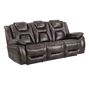 Oportuna 88 in. Flared Arm 3-Seater Reclining Sofa in Rich Brown