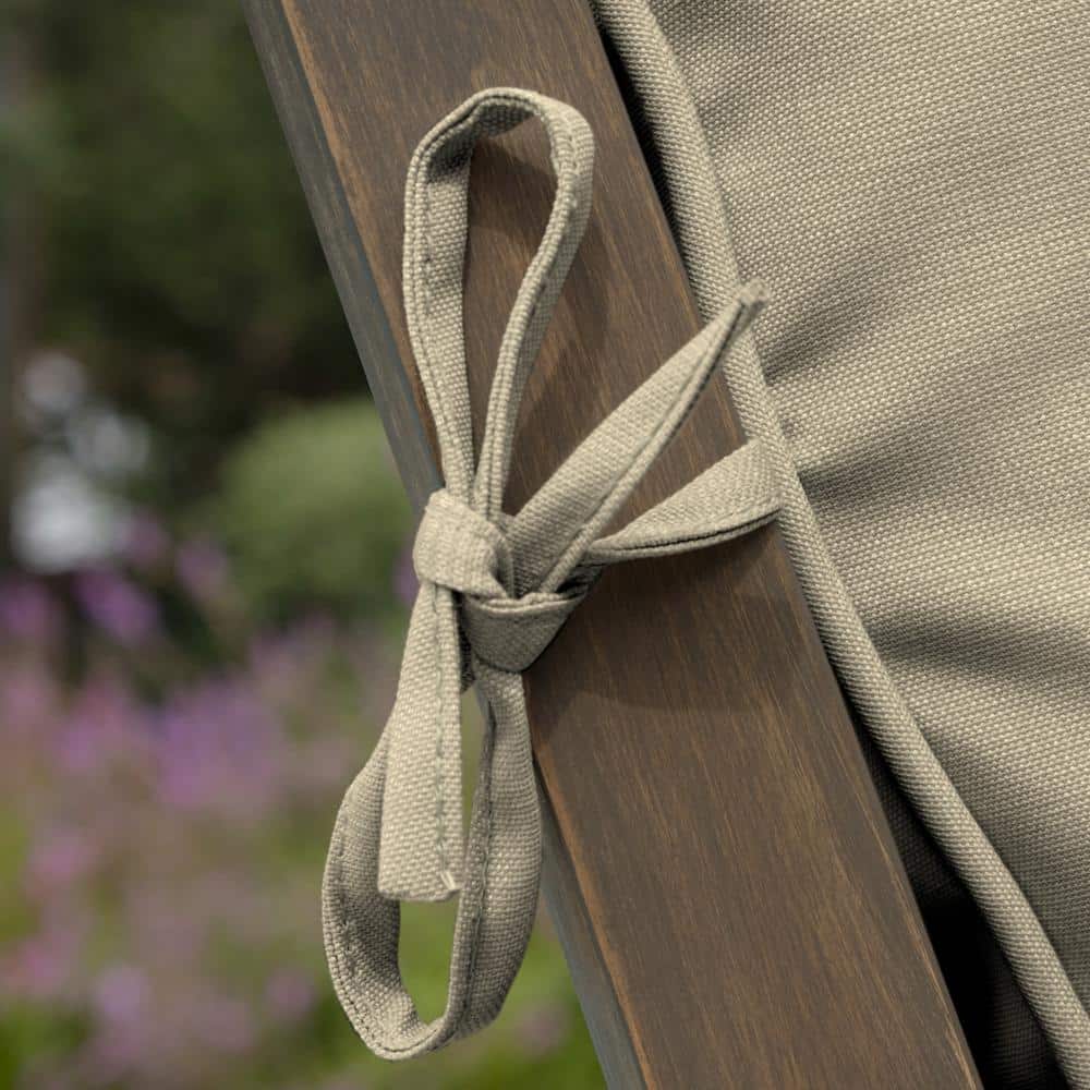 Tan Polyester Tufted Blowfill Outdoor Dining Chair Cushion