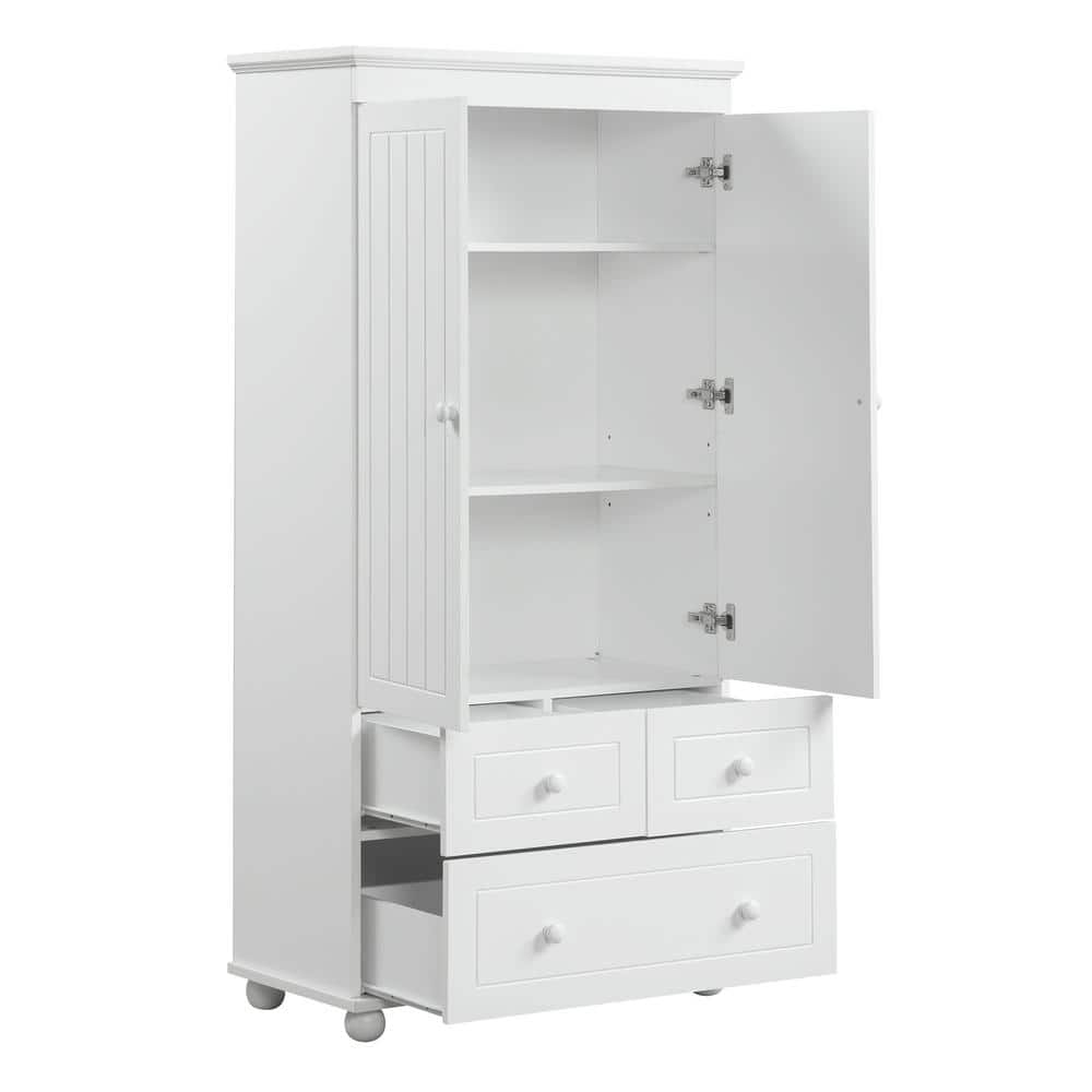 30.6 in. W x 15.8 in. D x 62.7 in. H White Linen Cabinet Tall Storage Cabin