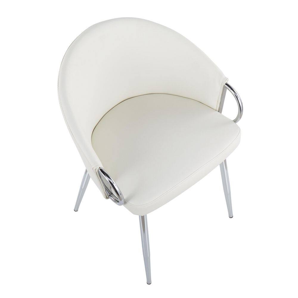 Claire White Faux Leather and Chrome Dining Chair Set