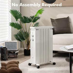 1500-Watt White Oil Filled Radiator Heater Electric Space Heater with Heat Settings