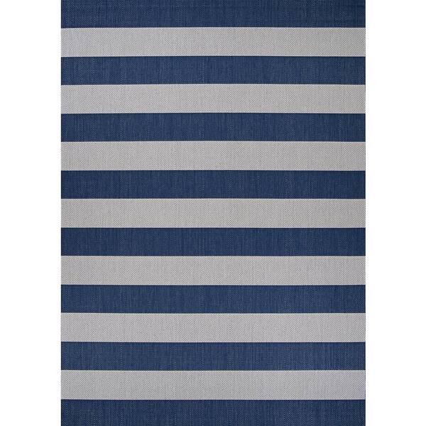 Couristan Afuera Yacht Club Midnight Blue-Ivory 8 ft. x 11 ft. Indoor/Outdoor Area Rug