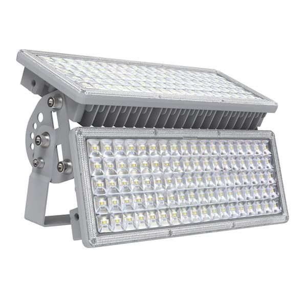 Gray Hardwired Integrated LED Landscape Flood Light Adjustable Outdoor Fixture IP67 Waterproof for Yard and Garden