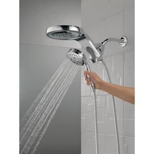 5-Spray Patterns 1.75 GPM 7.88 in. Wall Mount Dual Shower Heads with H2Okinetic Technology in Lumicoat Chrome