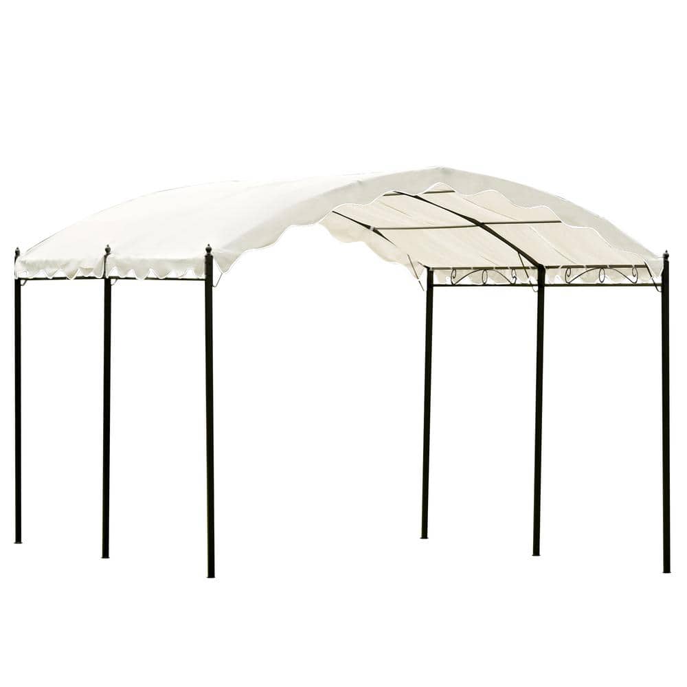 13 ft. L x 10 ft. W White Roof Iron Carport Shelter Garage Tent with Anchor