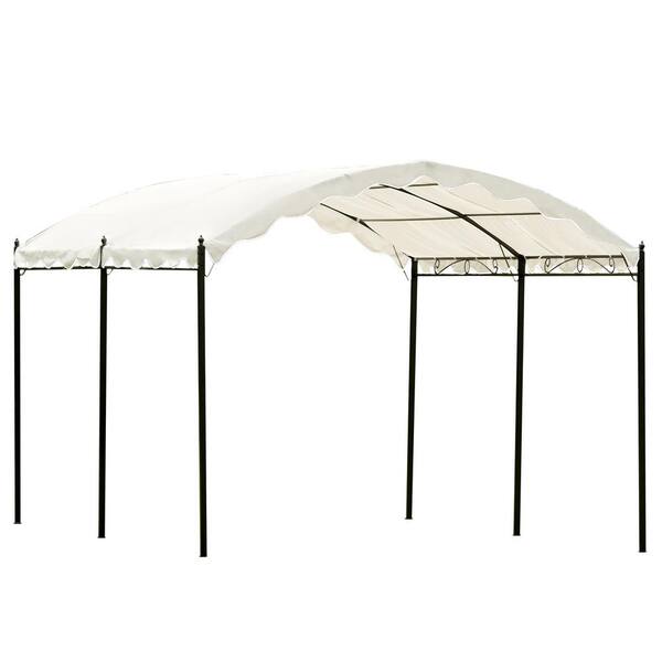 Unbranded 13 ft. L x 10 ft. W White Roof Iron Carport Shelter Garage Tent with Anchor Kit