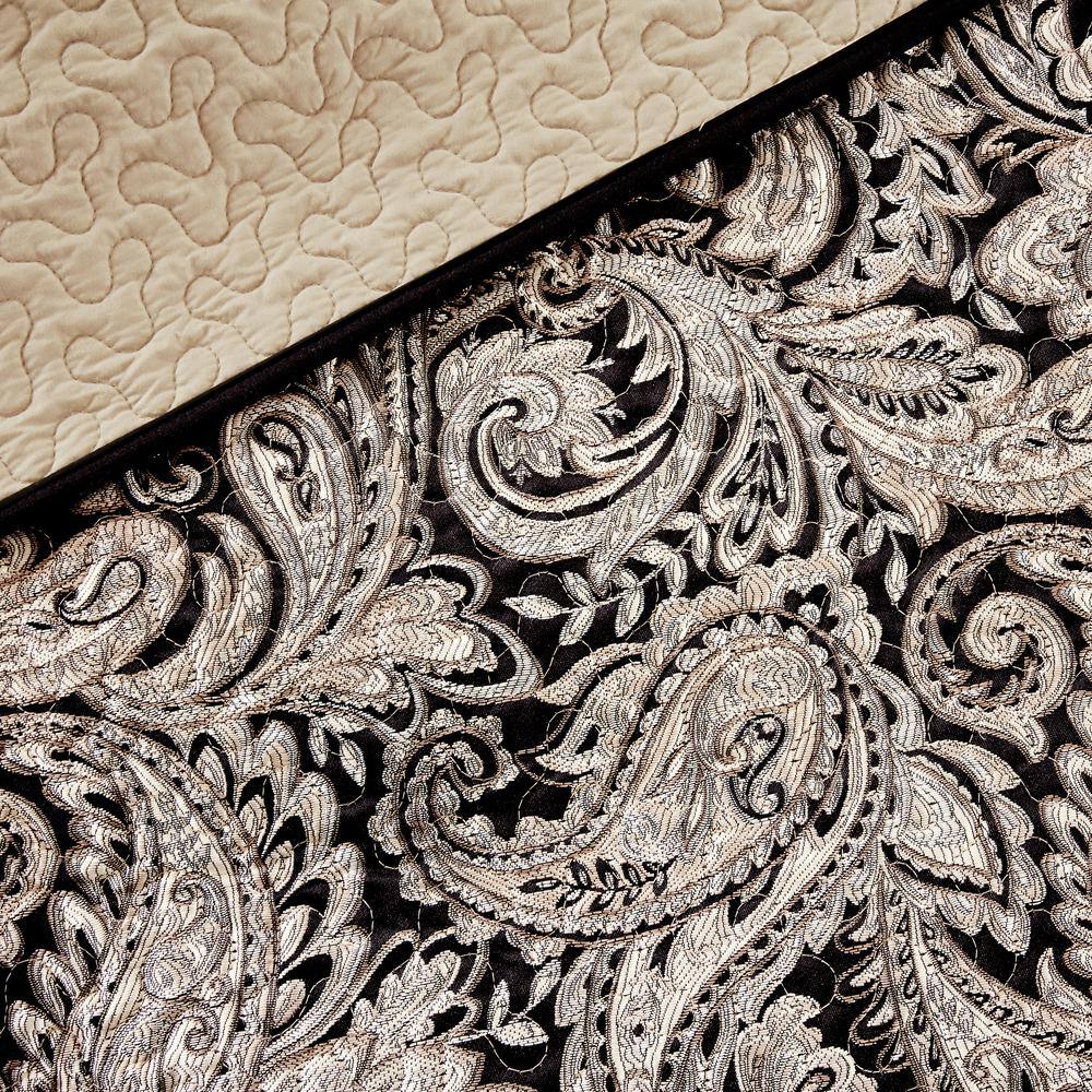 King Black and Gold Reversible Microfiber Quilt Set