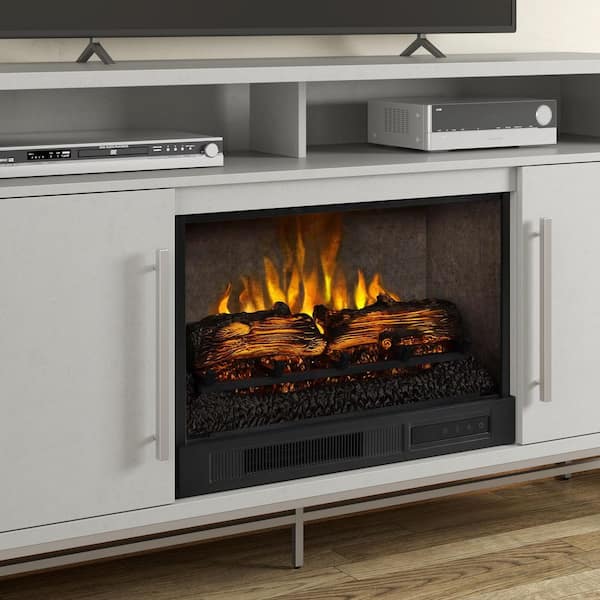 Cestoni 60 Freestanding Media Console Wooden Electric Fireplace in White