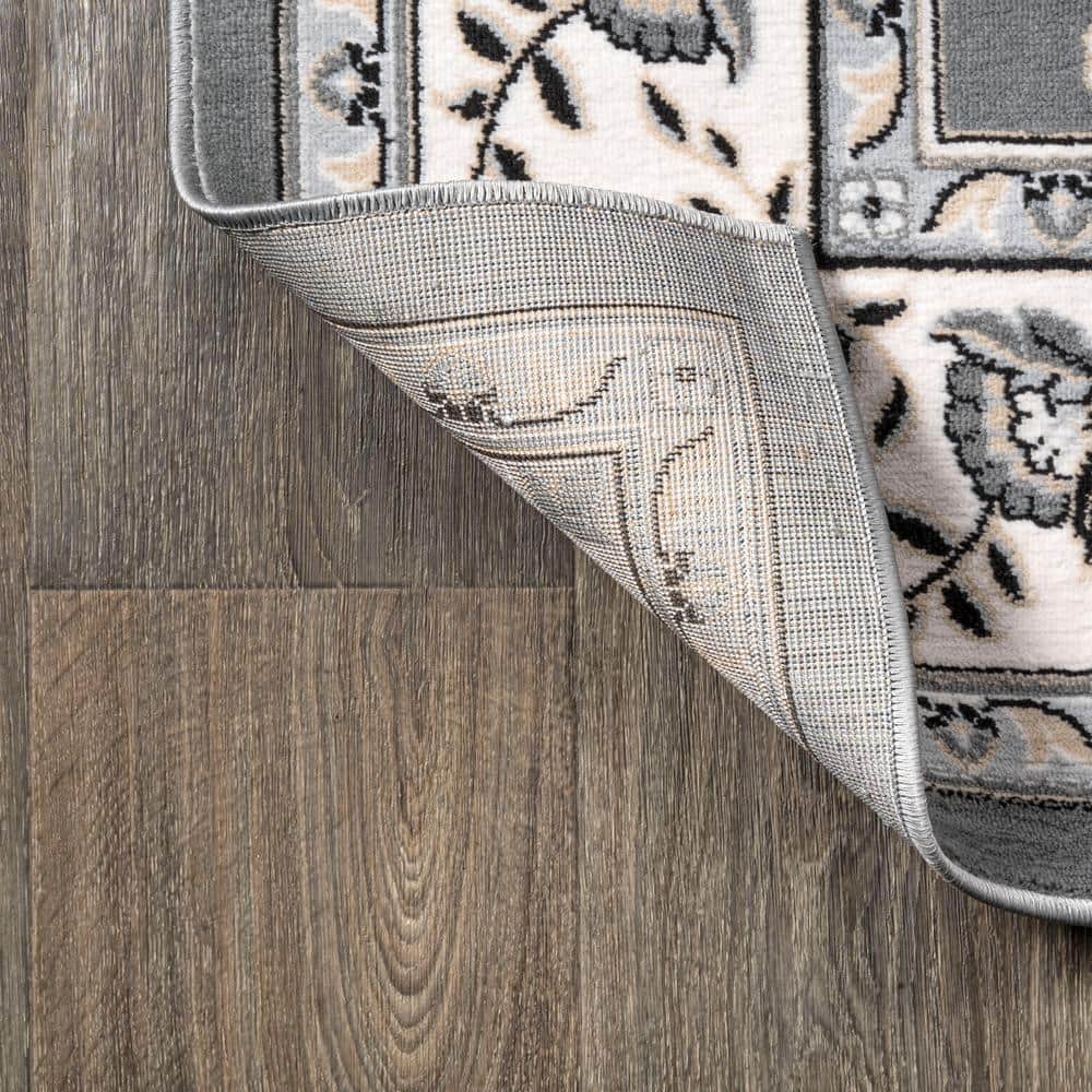 Cherie French Cottage Gray/Cream Synthetic Runner Rug