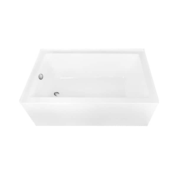 Aqua Eden 60 in. x 36 in. Acrylic Rectangular Alcove Soaking Bathtub with Left Drain in Glossy White/Brushed Nickel