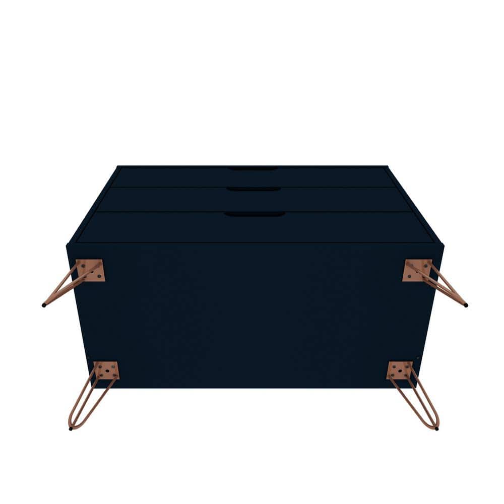 Set of 2 Midnight Blue 3-Drawer Dressers with Hairpin Legs
