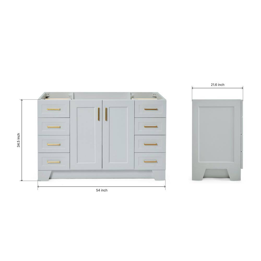 Taylor 54'' Gray Freestanding Single Bathroom Vanity Base with Brass Hardware