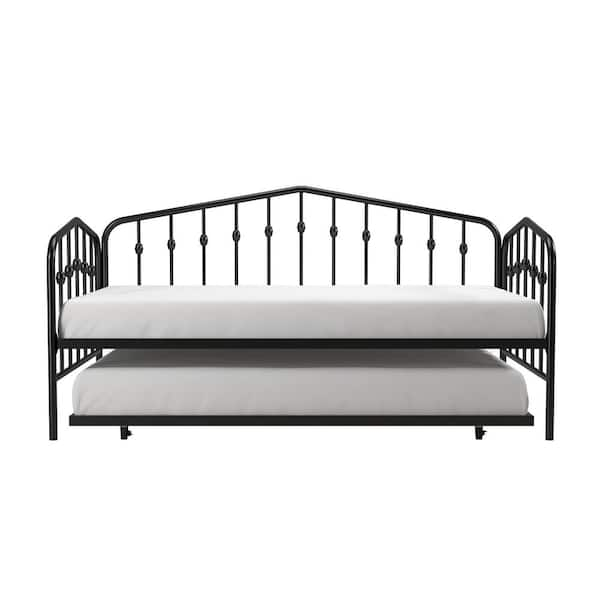 Novogratz Bushwick Black Metal Twin Size Daybed and Trundle