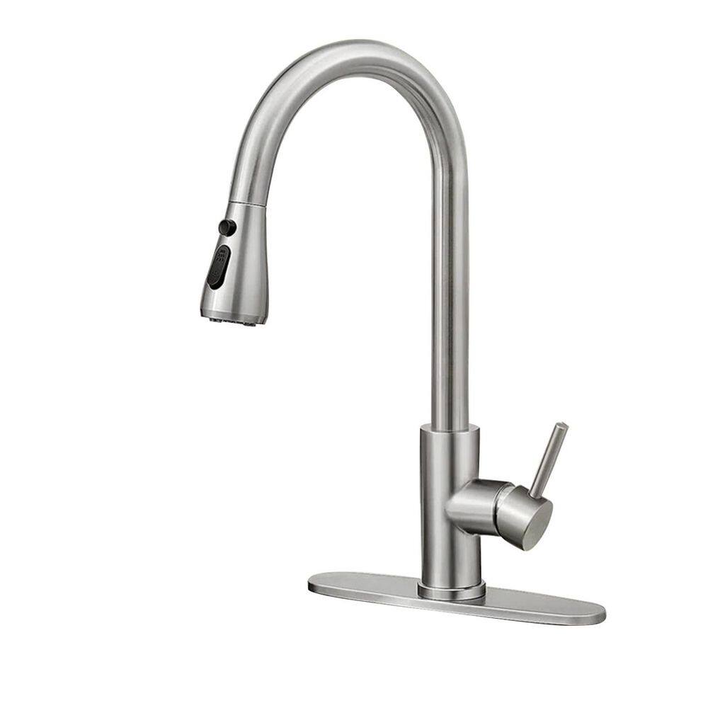 15.35 in. Single Handle Pull Out Sprayer Kitchen Faucet Commercial Sink Fau