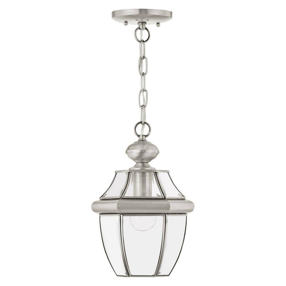 Monterey Brushed Nickel Glass Outdoor Pendant Light